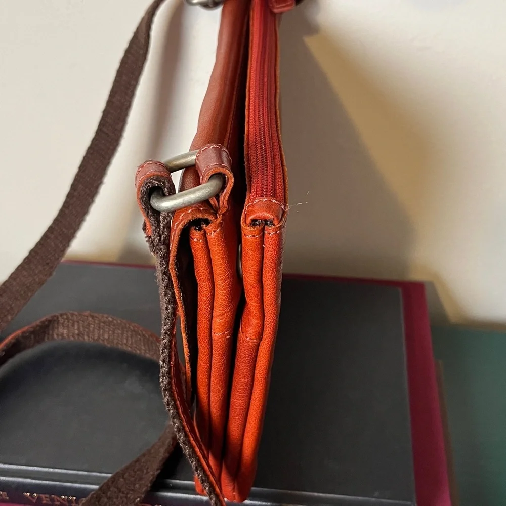 Jack Georges Genuine Leather Burnt Brown‎ Voyager Wallet on String Crossbody Bag